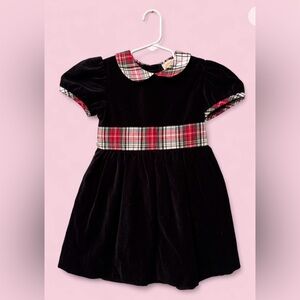 Beaufort Bonnet Co Black Velvet Plaid Holiday Dress Girls | Size 6